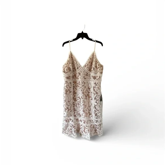 Lulu's Women’s White & Nude Lace Dress Spaghetti straps Fitted size XXL NEW - Picture 15 of 17